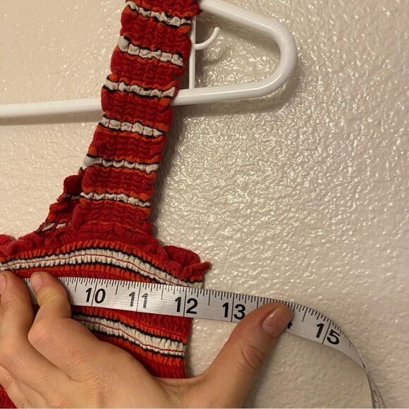 Billabong Sun Dreamer Red Striped Smocked Crop Top cotton modal Tank Y2K- S - Picture 4 of 9